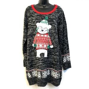 United States Sweaters XL Christmas Sweater Dress Teddy Bear Glasses